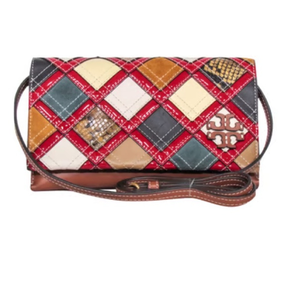 Tory Burch Diamond Quilted Multi-Color Crossbody Wallet